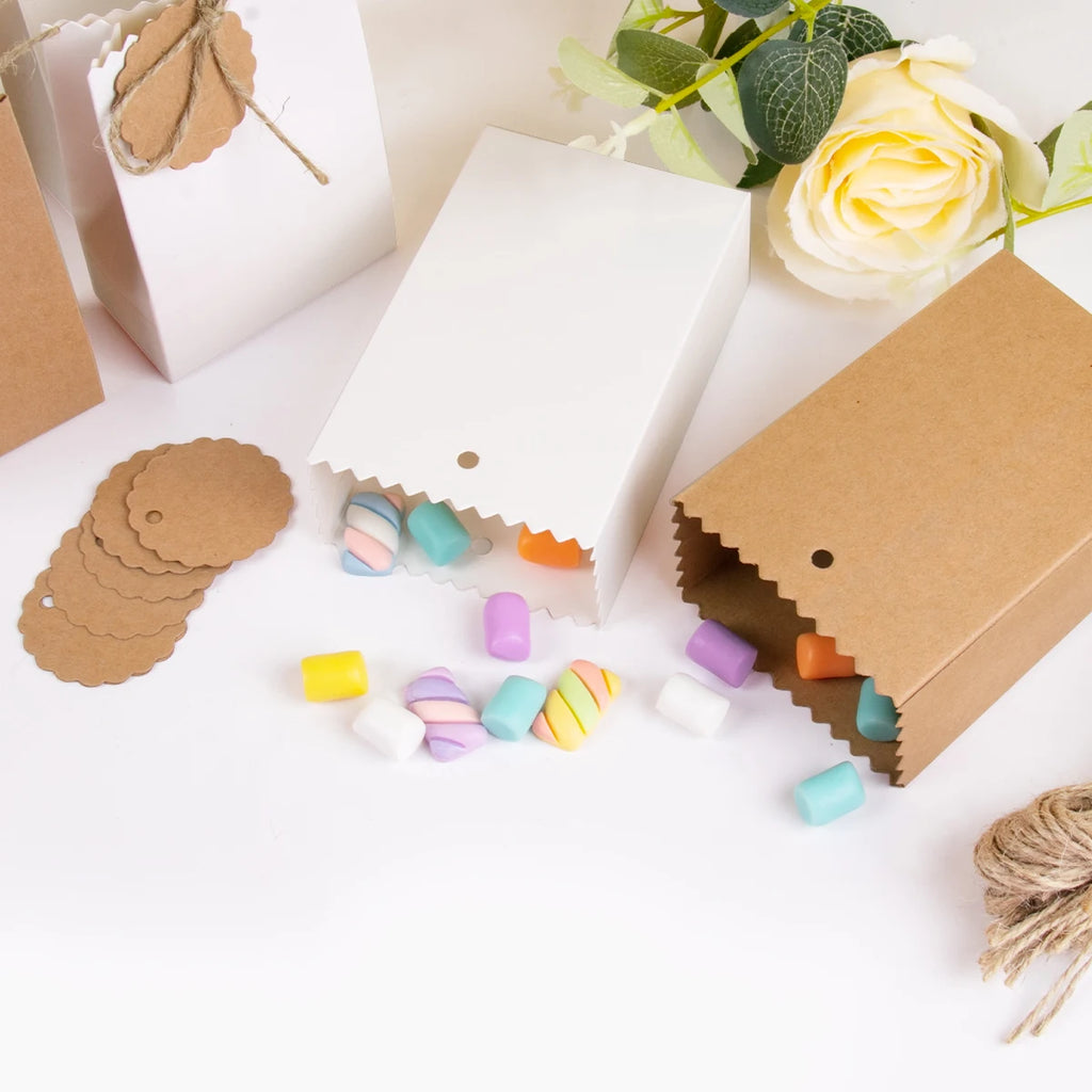 Confezioni regalo in carta kraft retro 10-30 pezzi con etichette e corda