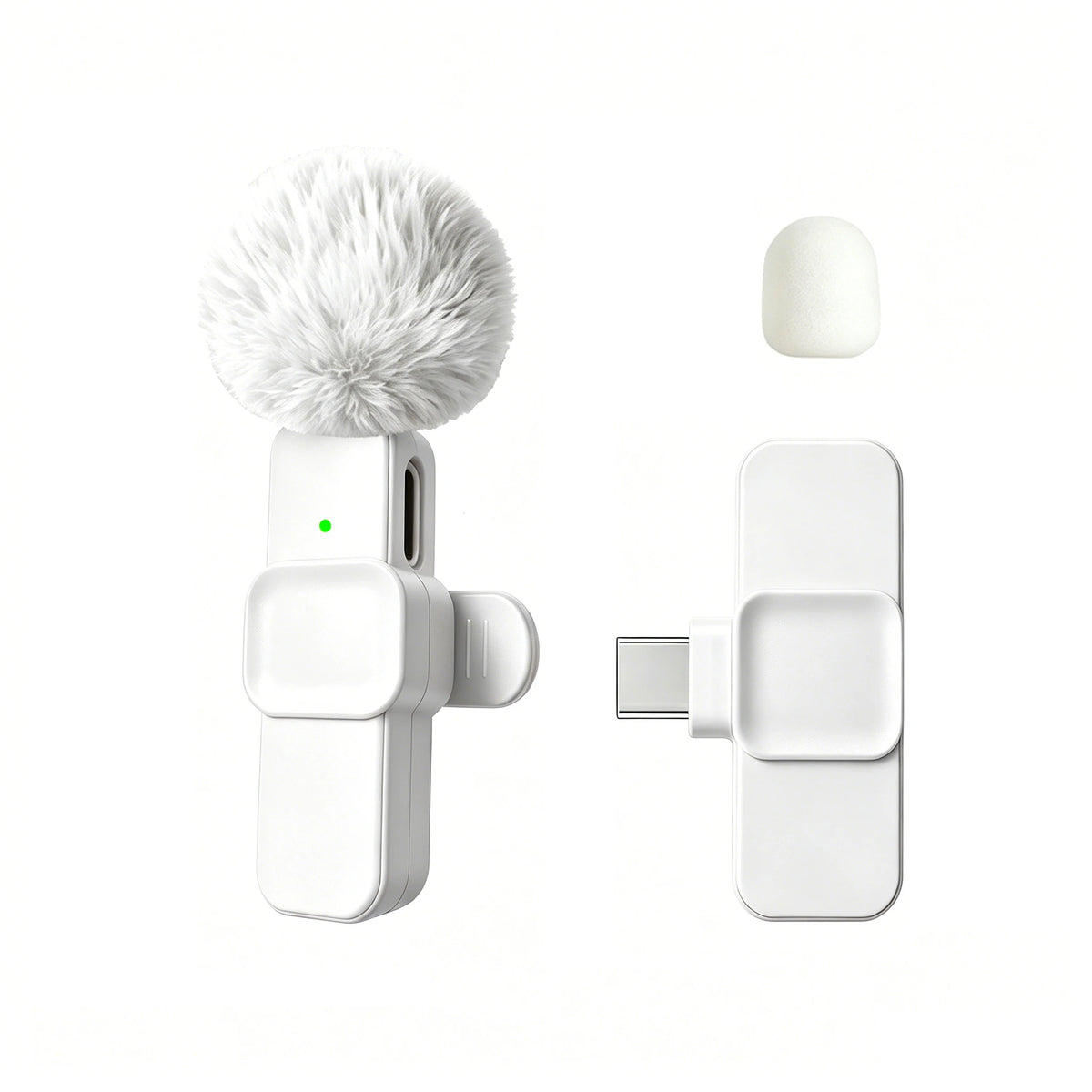 Microfono Lavalier Wireless Type‑C con Riduzione Rumore e Copertura Antivento