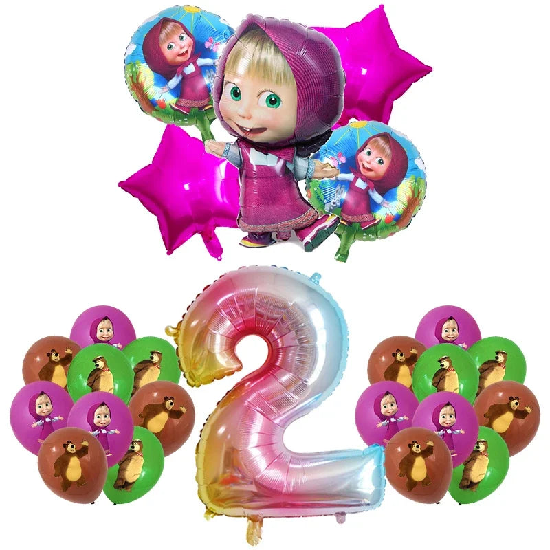 Decorazioni per festa di compleanno Masha e Orso – Palloncini cartoon, set 24…