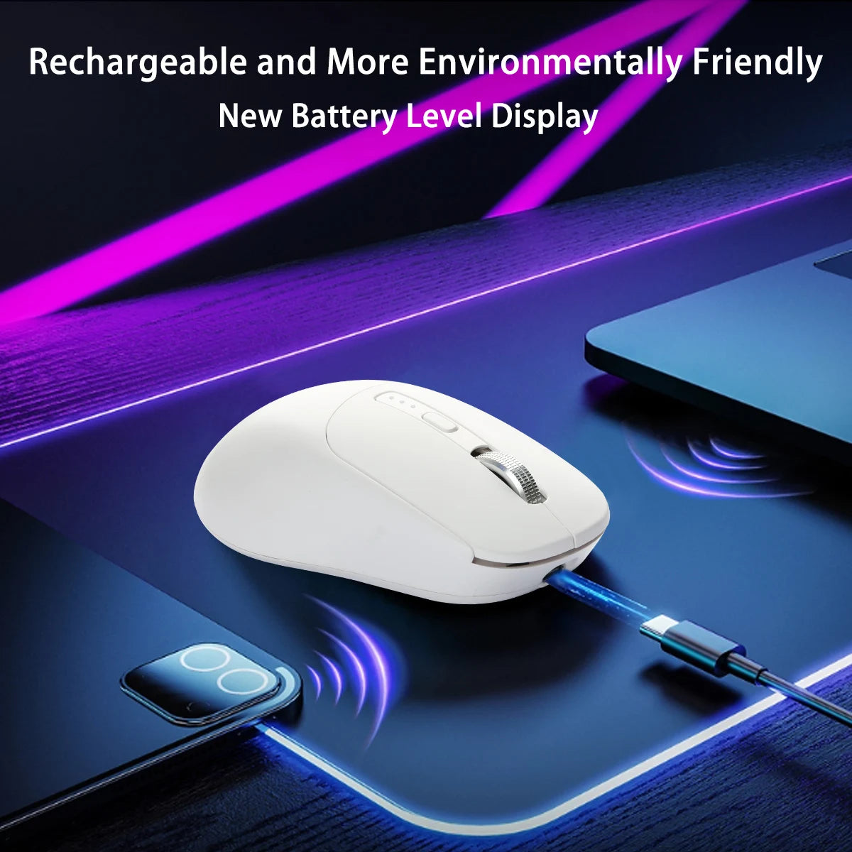 Wireless Mouse Bluetooth Compatible 5.2 USB 2.4Ghz Mice Ergonomic Wireless Office Mouse for iPad MacBook Tablet Laptop Computer