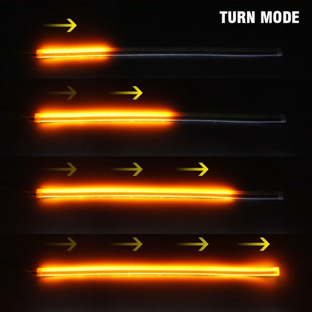 Strisce LED DRL 2 pezzi per auto, impermeabili, flessibili, luce diurna e svolta