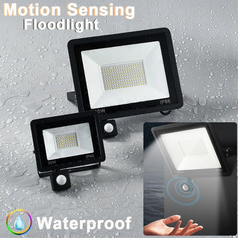 Faro LED da esterno IP66 con sensore di movimento, 10‑100W, 6000‑6500K