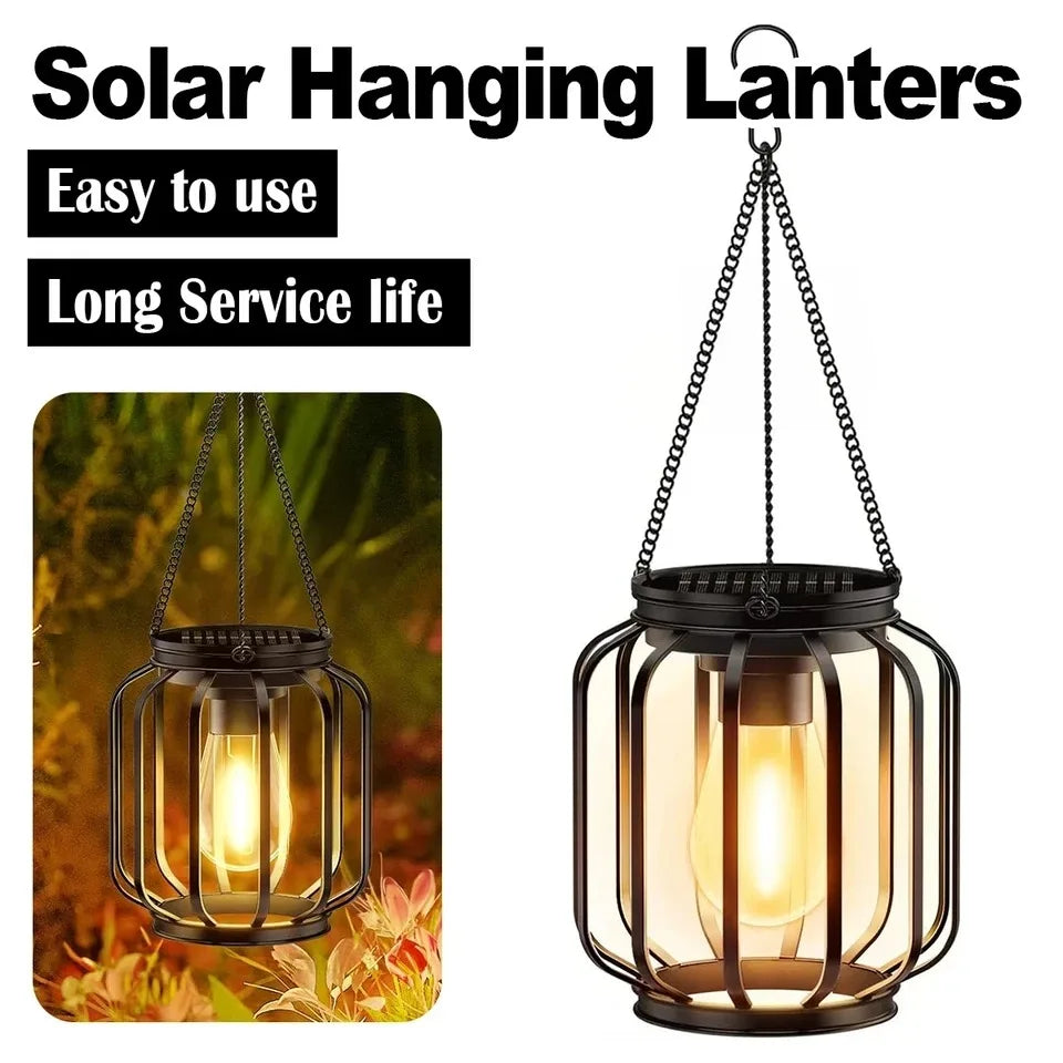 Lanterna Solare LED Esterno, Luce Bianca Calda, Design Sospeso IP65