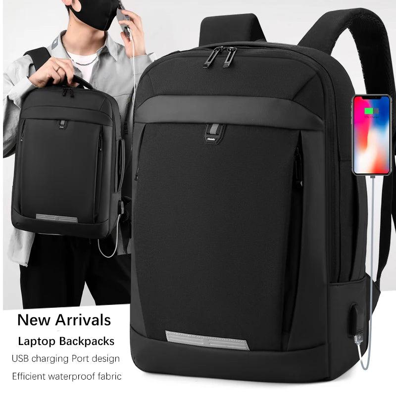 Sac à dos business 17" imperméable avec port USB et sangle respirante pour homme