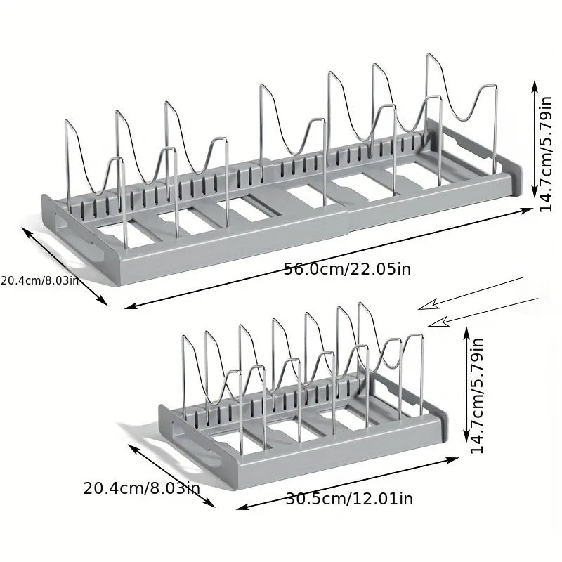 Rack Organizer Espandibile per Pentole con Divisori Regolabili