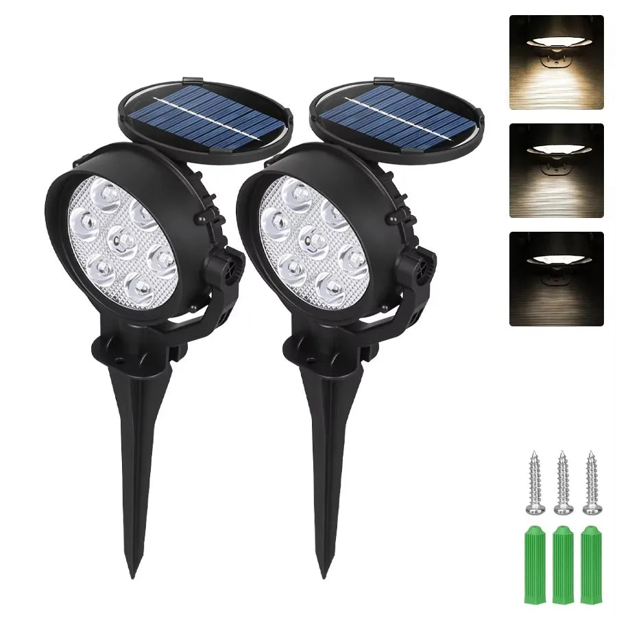 Fari solari LED RGB 9 LED IP65 impermeabili, regolabili per giardino