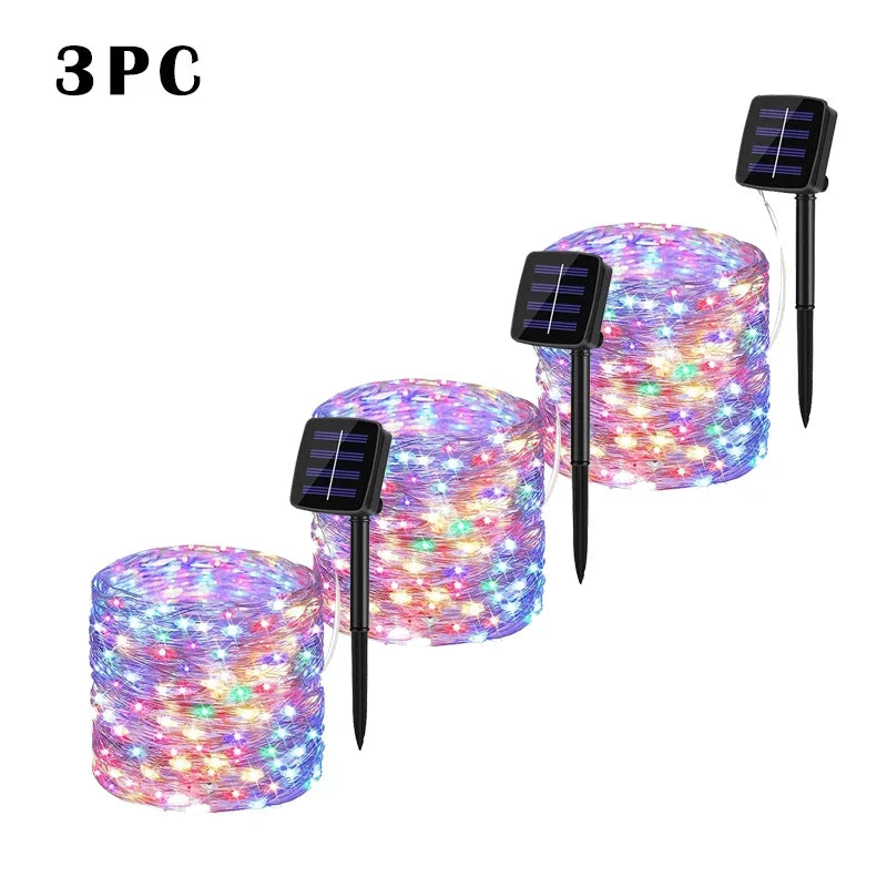 Luce LED Solare da Giardino a Catena, 32 m, Impermeabile, 8 Modalità