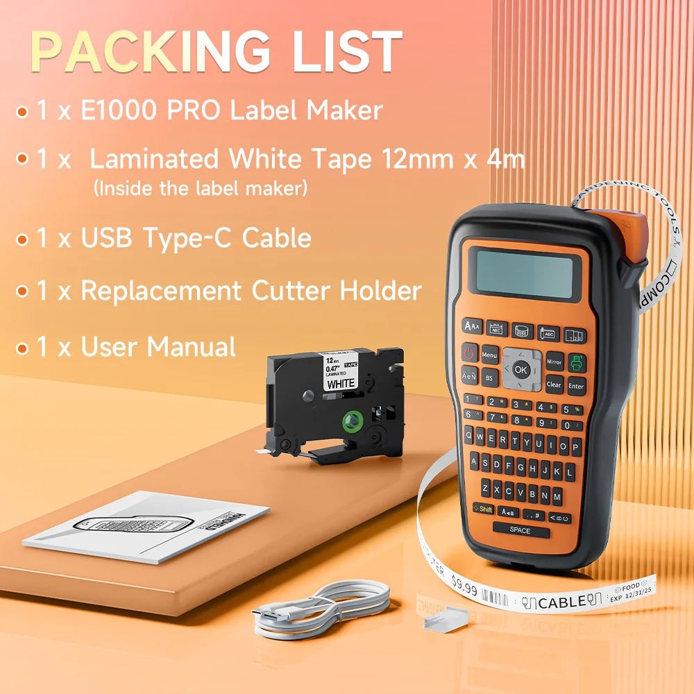 Stampante Etichette Industriale con QWERTY e USB‑C – Supporta Nastro 12 mm