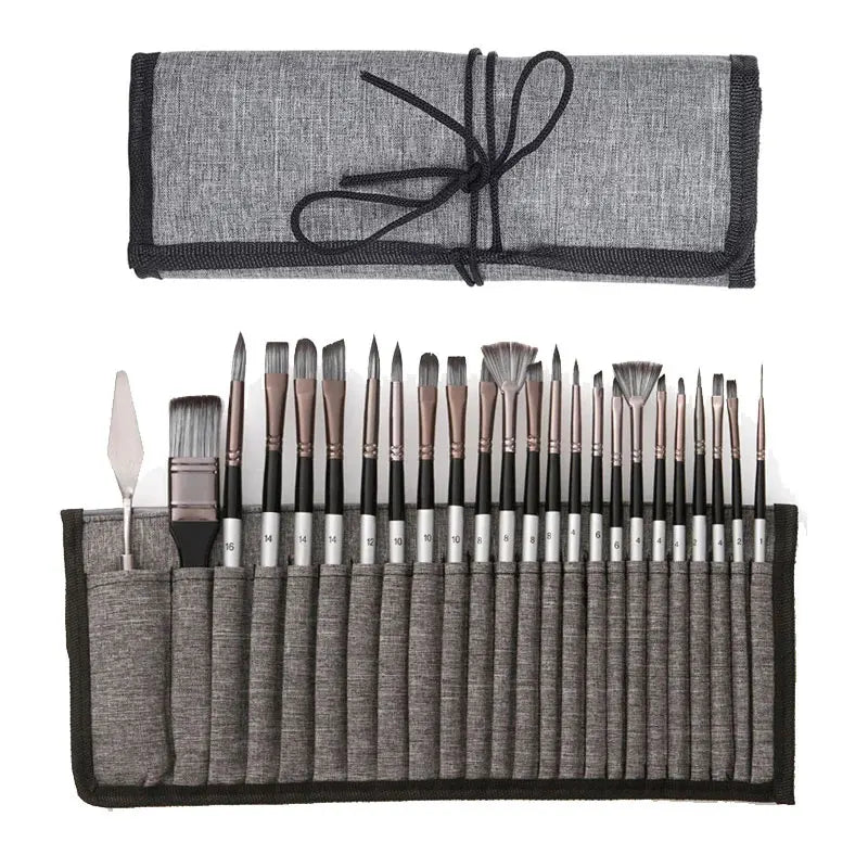 24pcs Mixed Art Brush Set OR Empty Painting Bag with Palette Knife and Painting Bag for Acrylic, Watercolor, Oil Painting & Art