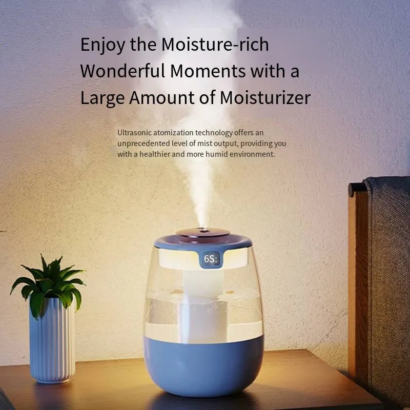 Humidificatore 1,3 L doppio spruzzo, luce notturna e diffusore USB