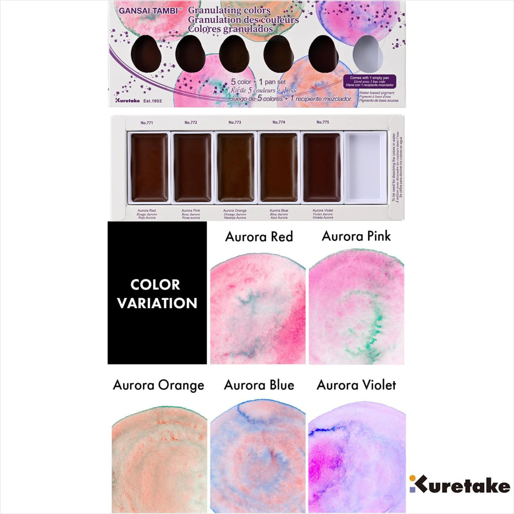 Set Acquerelli Kuretake GANSAI TAMBI Granulating Starry Gem Pearl Sumi