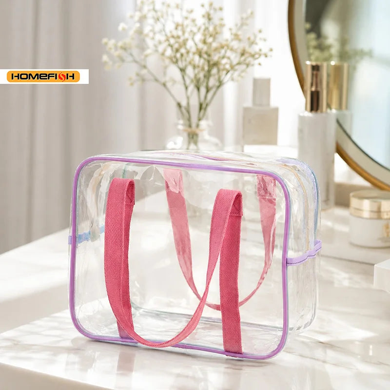Borsa Tote Trasparente in PVC Grande Capacità, Impermeabile per Mare e Spiaggia