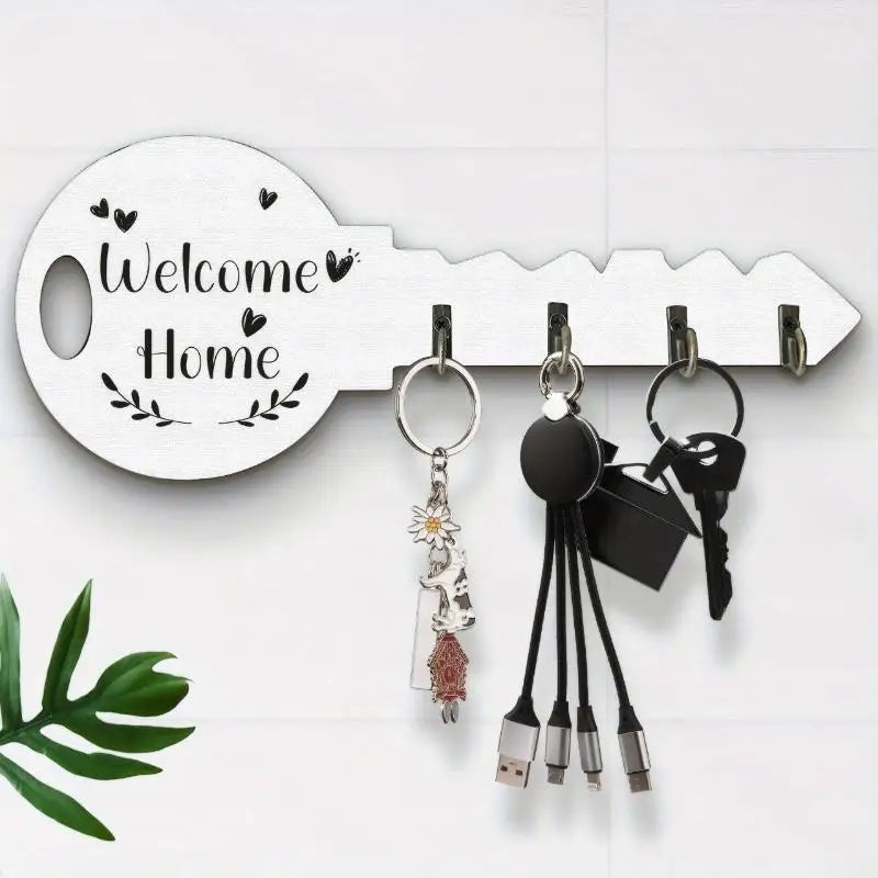 Portachiavi da Parete in Legno Stile Boho con Mensola Salvaspazio –…