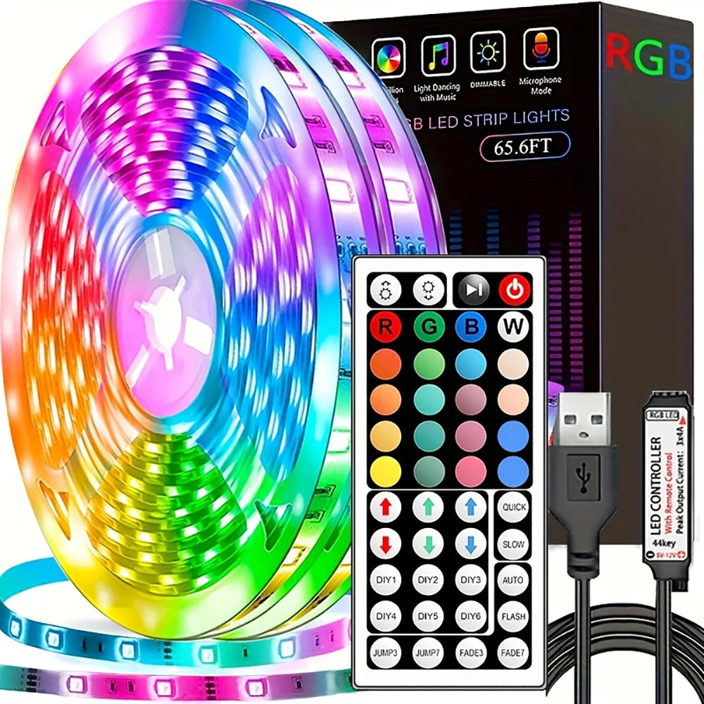 Striscia LED RGB 5V con telecomando, 1‑20 m, luce d'ambiente per casa e festa