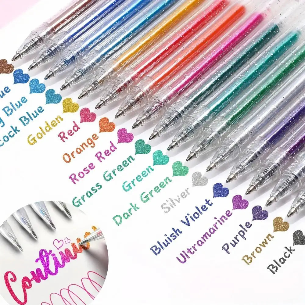Set of 8-60 Metallic Glitter Gel Pens 1.0 mm Color Ballpoint Pen Book Card Long Lasting Writing Drawing Marking Coloring DIY Art