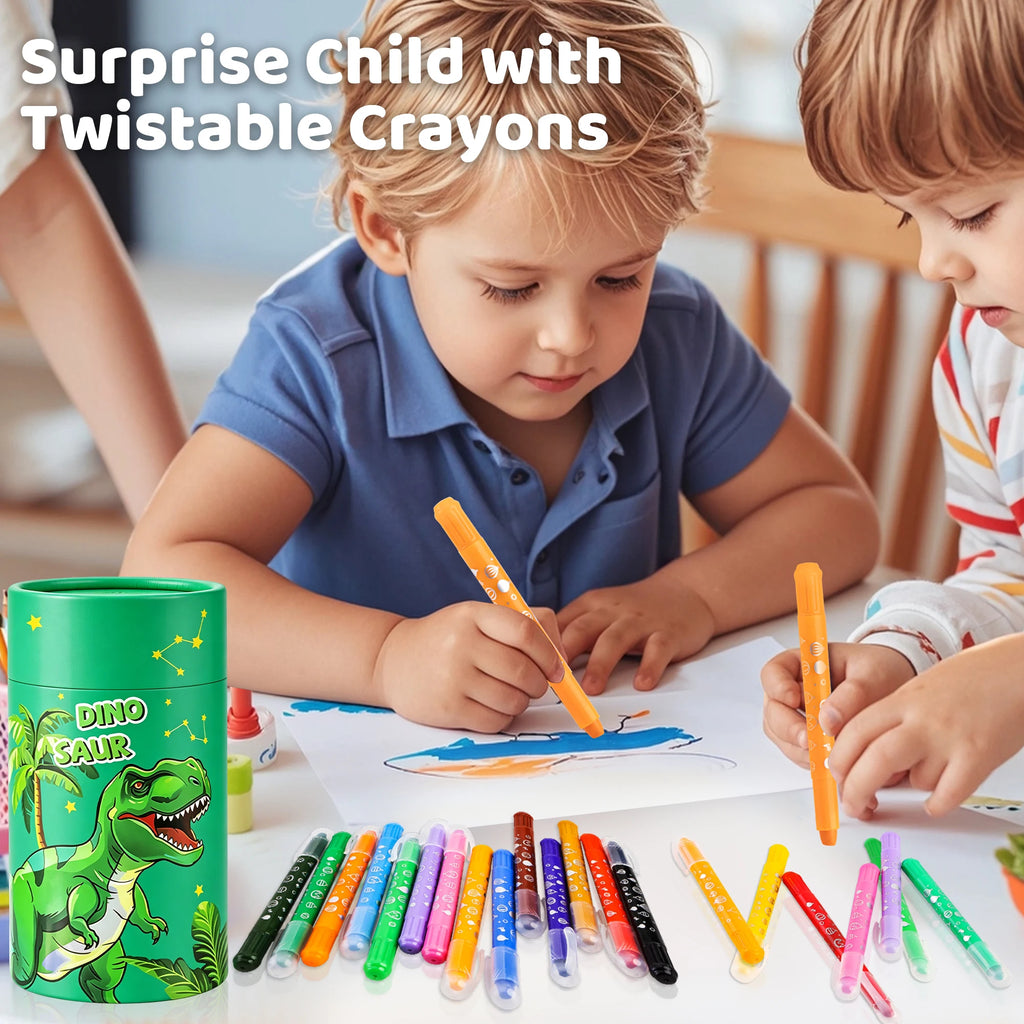 Set di 12 Pastelli Cera Lavabili ed Erasabili per Bambini – Regalo Scuola