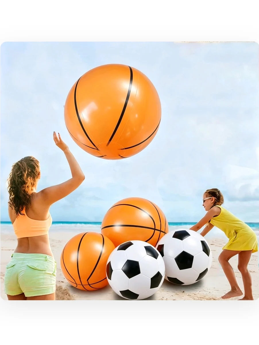Ballon de plage gonflable en PVC épais avec motifs sportifs Basketball Football Piscine Fête de plage Loisirs Jeux d'eau Sphère gonflable