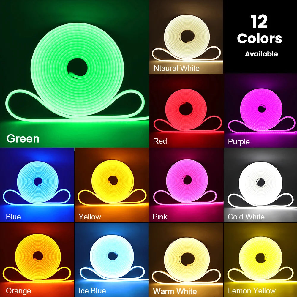 Striscia LED Neon Flexibile 12V/24V Waterproof, 9 Colori, 120 LED/m