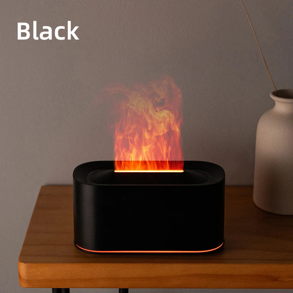 Diffusore aromaterapico con effetto fiamma, umidificatore silenzioso a nebbia