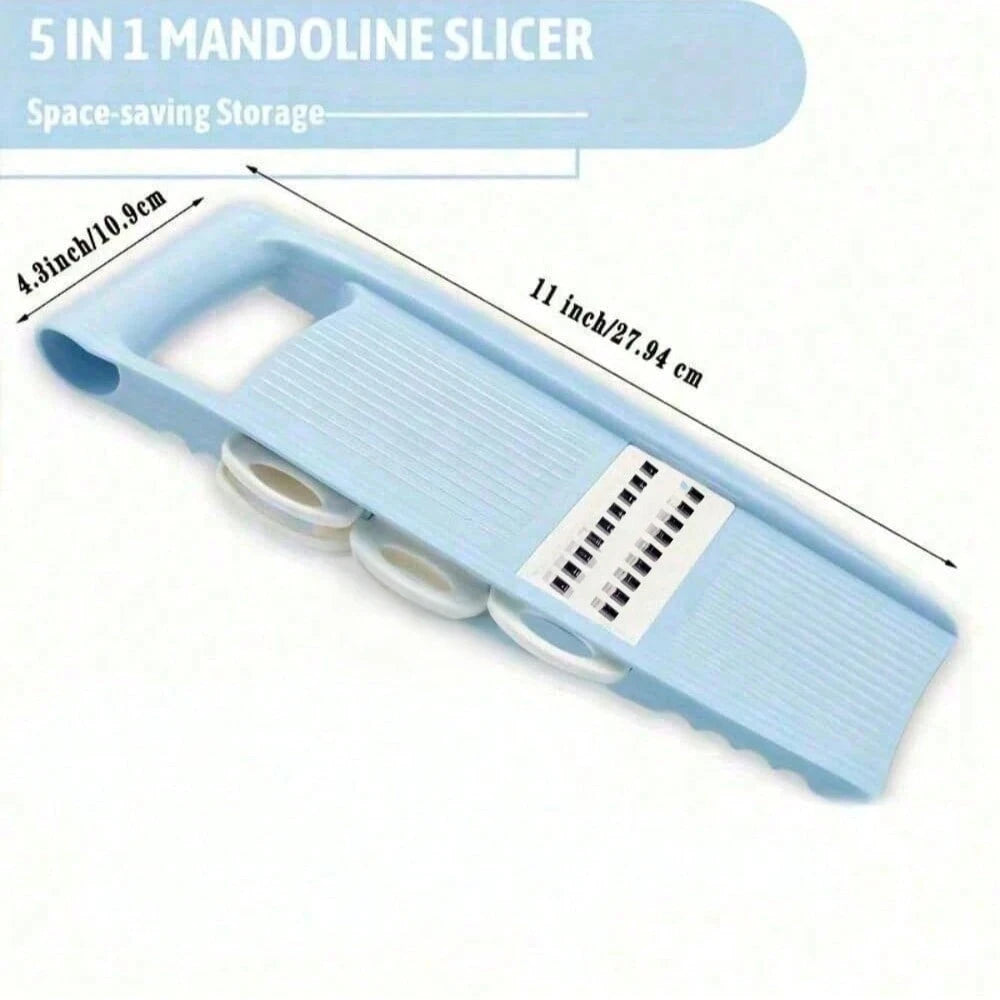 Affettatrice 5-in-1 Manuale per Verdure e Frutta – Taglio Sicuro e Compatto