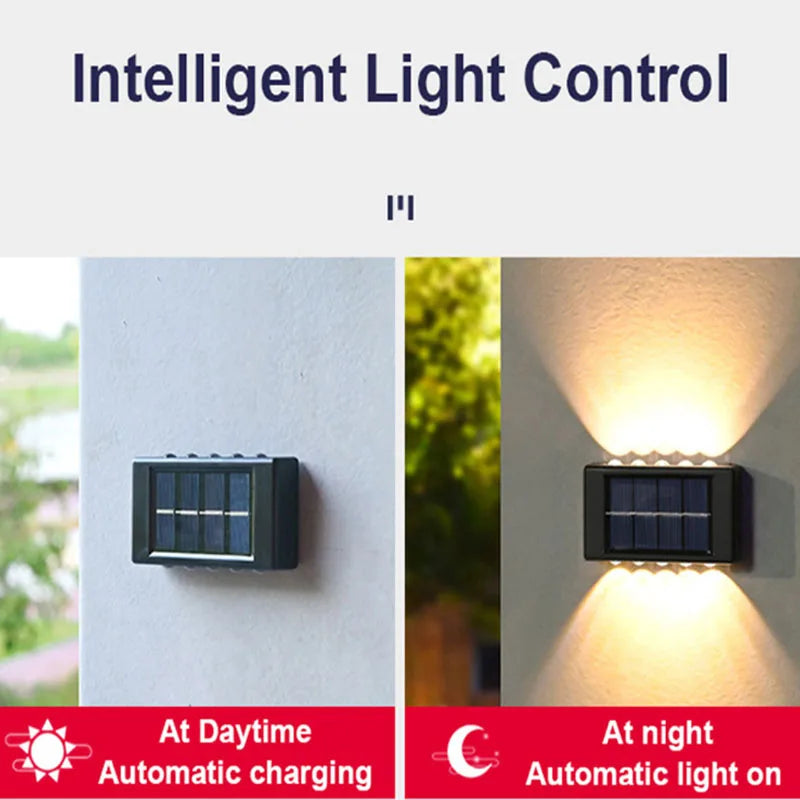 10 LED Solar Wall Lamp Outdoor Waterproof Solar Powered Light UP and Down Illuminate Home Garden Porch Yard Decoration
