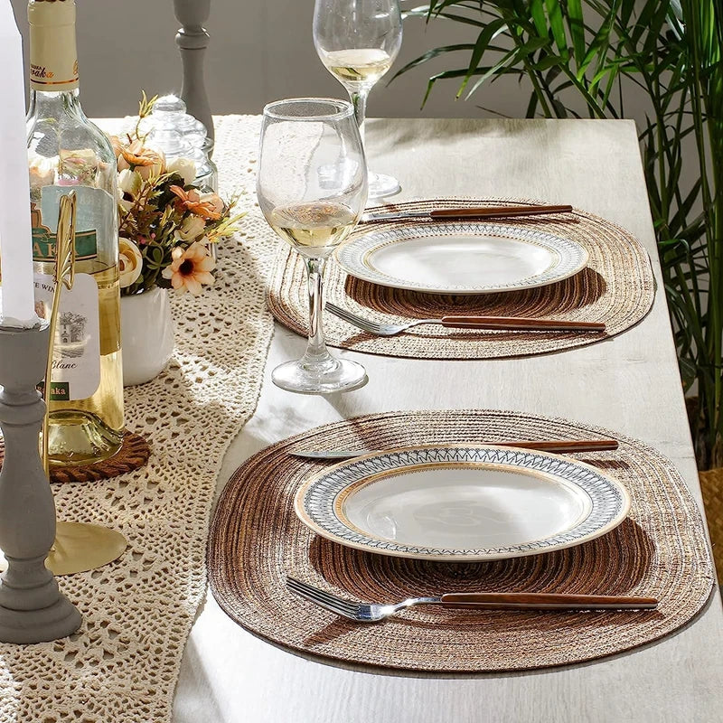 Tovagliette Ovale Intrecciate in Eco-Poliestere – Set da 1, 4, 6 o 10 pezzi