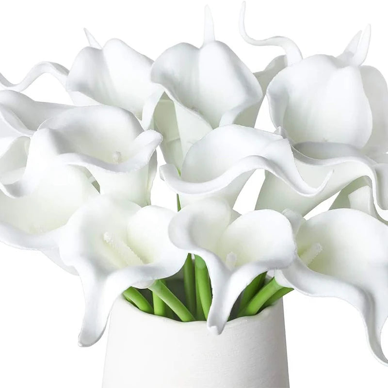 2/5Pcs Real Touch Calla Lily Artificial Flowers Bouquet White Fake Flowers for Home Decor Wedding Decoration Bridal Shower Party