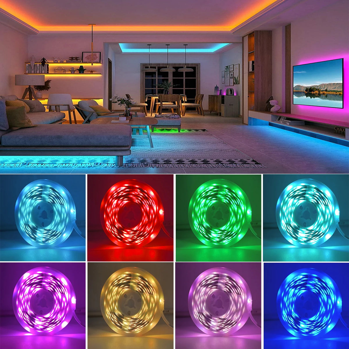 Striscia LED RGB con APP e Telecomando — 5M fino a 30M per Camera e TV