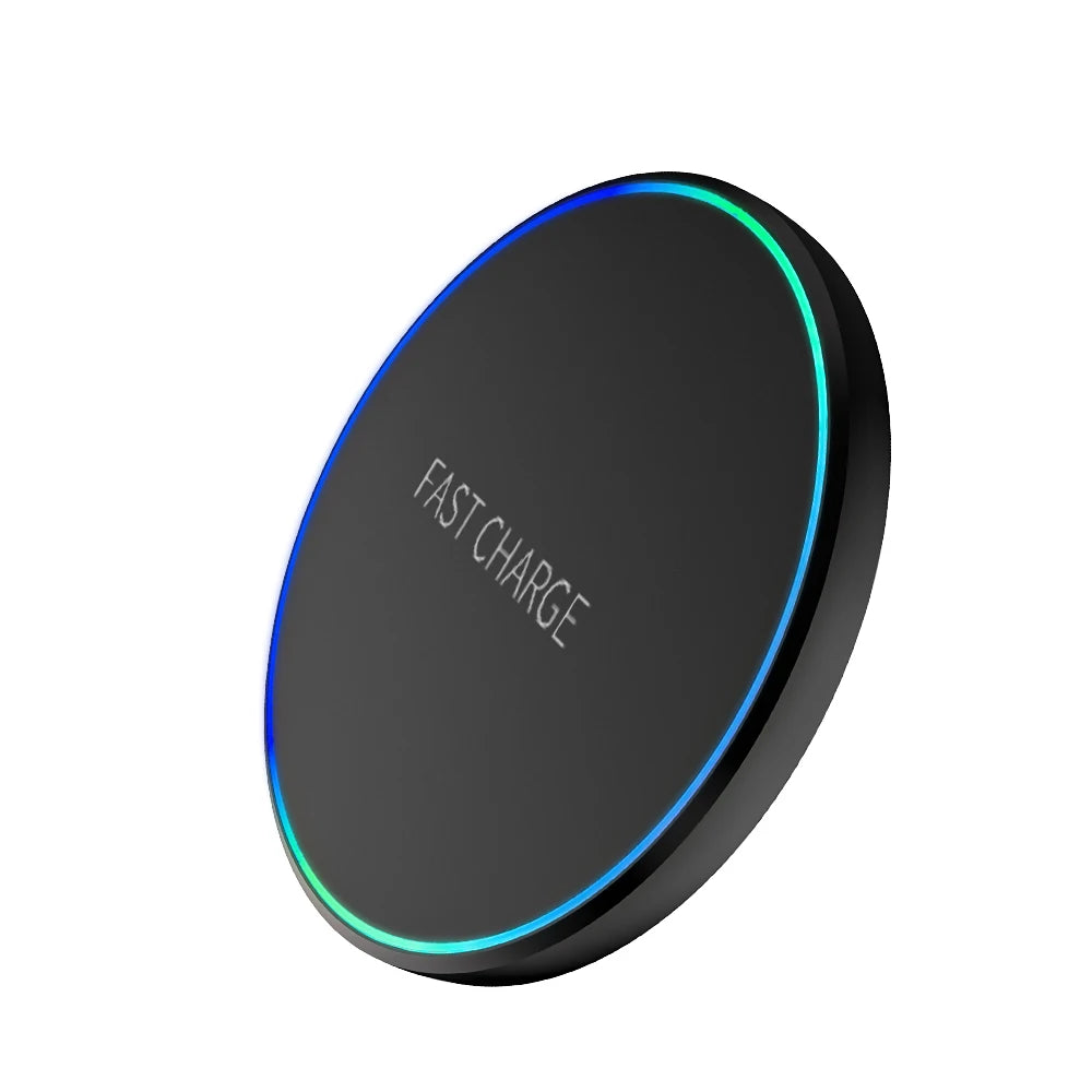 Station di ricarica wireless veloce 15W per iPhone e Android, LED e porta Type‑C