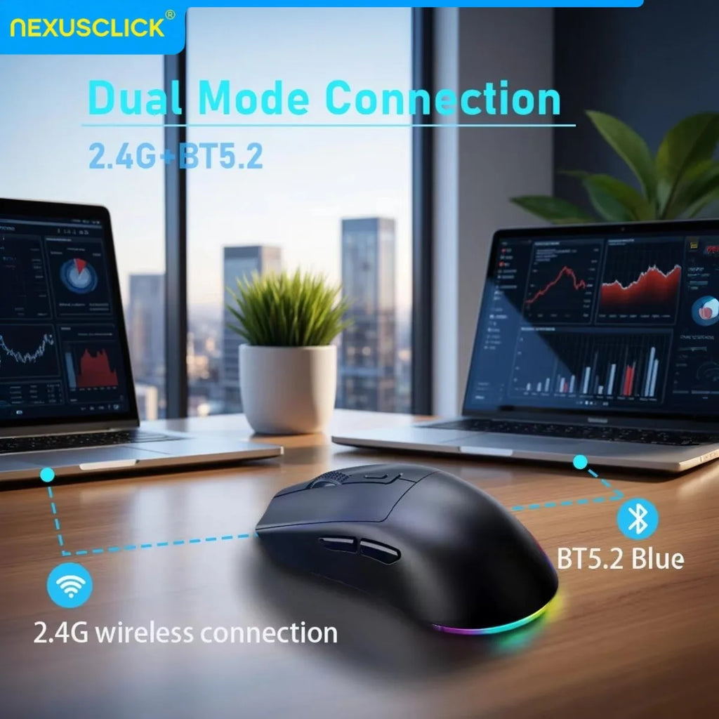Mouse Gaming Wireless Dual Mode con Dock di Ricarica Magnetico RGB - 2000 DPI