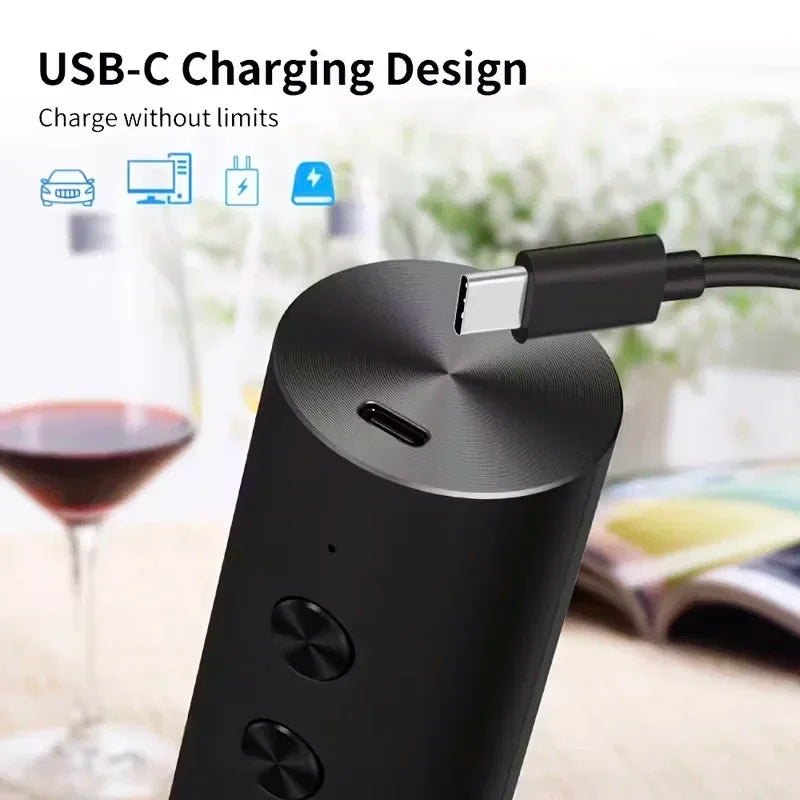 Apri Bottiglie Elettrico con Taglierina, Versatore e Tappo Sottovuoto USB‑C
