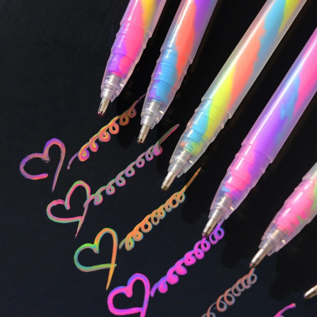 6pcs Glitter Gel Highlighter Pens Set - 1.2mm Vibrant Colors, Smooth Writing, Perfect for Journals, DIY Crafts, Greeting Cards,