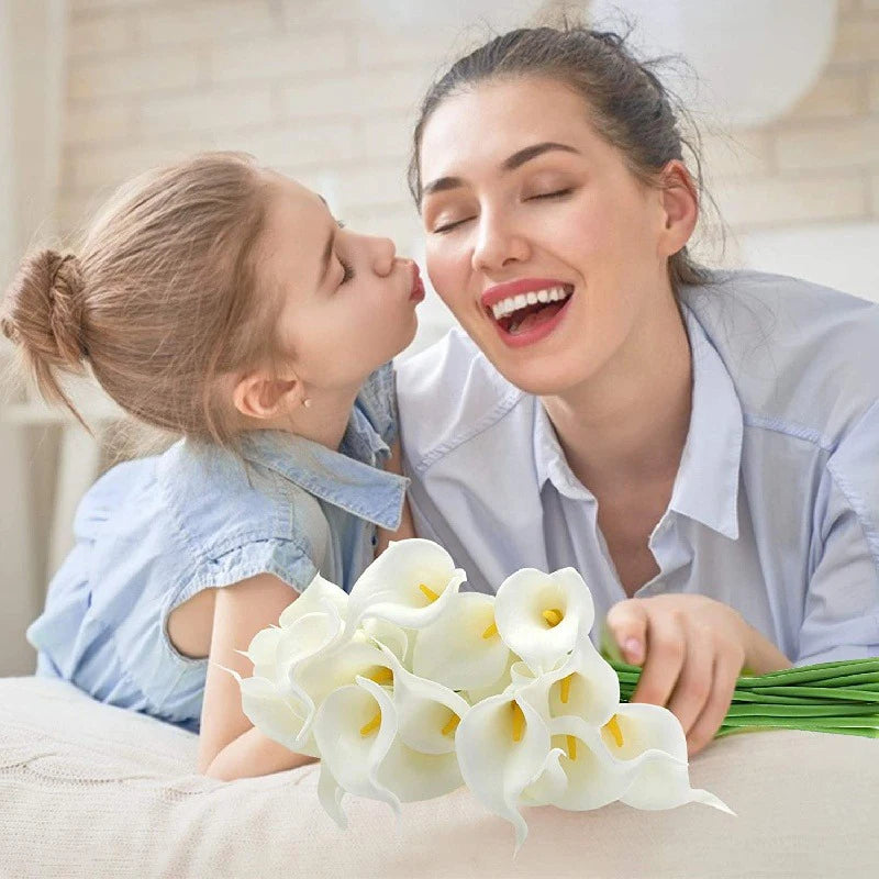 2/5Pcs Real Touch Calla Lily Artificial Flowers Bouquet White Fake Flowers for Home Decor Wedding Decoration Bridal Shower Party