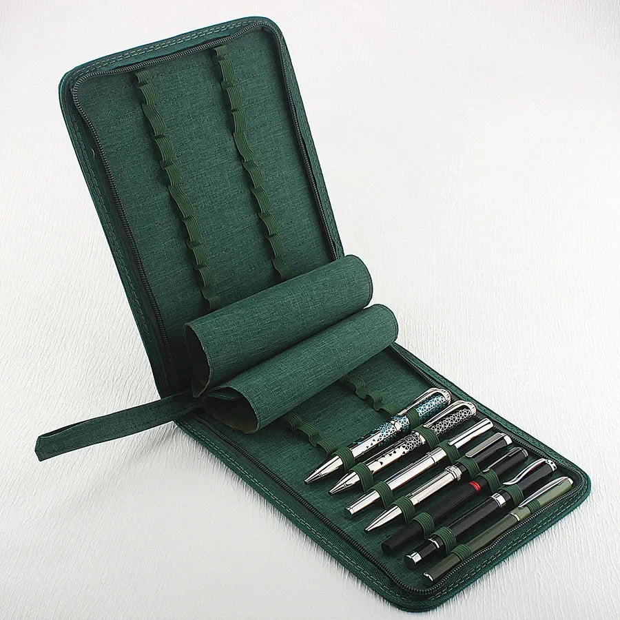 Custodia porta penne zip in tela, 48 slot per penne, matite e penne inchiostro