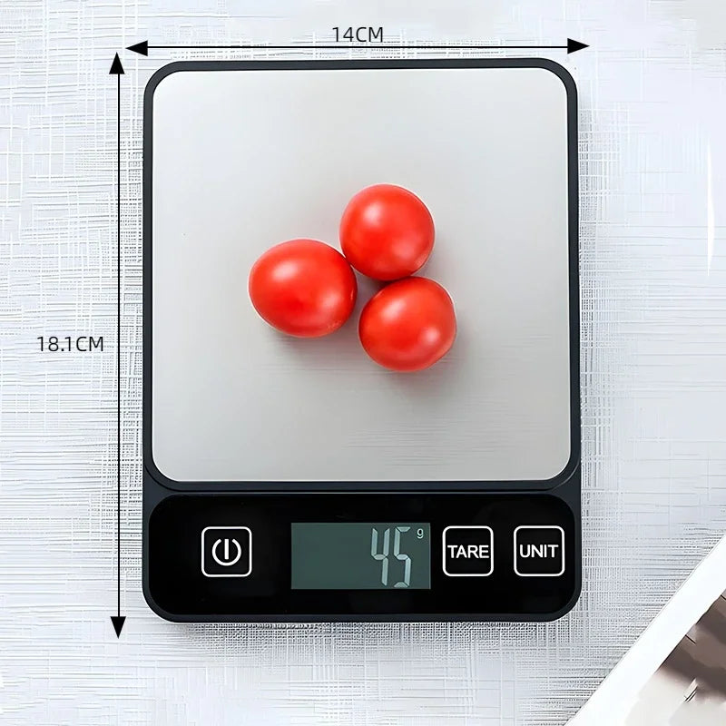 Bilancia da cucina digitale 10 kg LCD, precisione 1 g, nera, ABS e acciaio inox