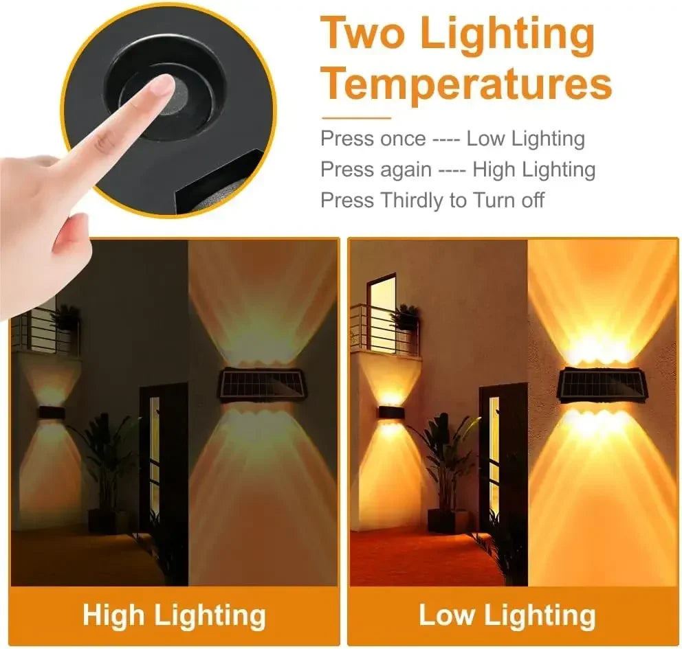 Lampada da Parete Solare LED per Esterni – Illuminazione Waterproof Up & Down