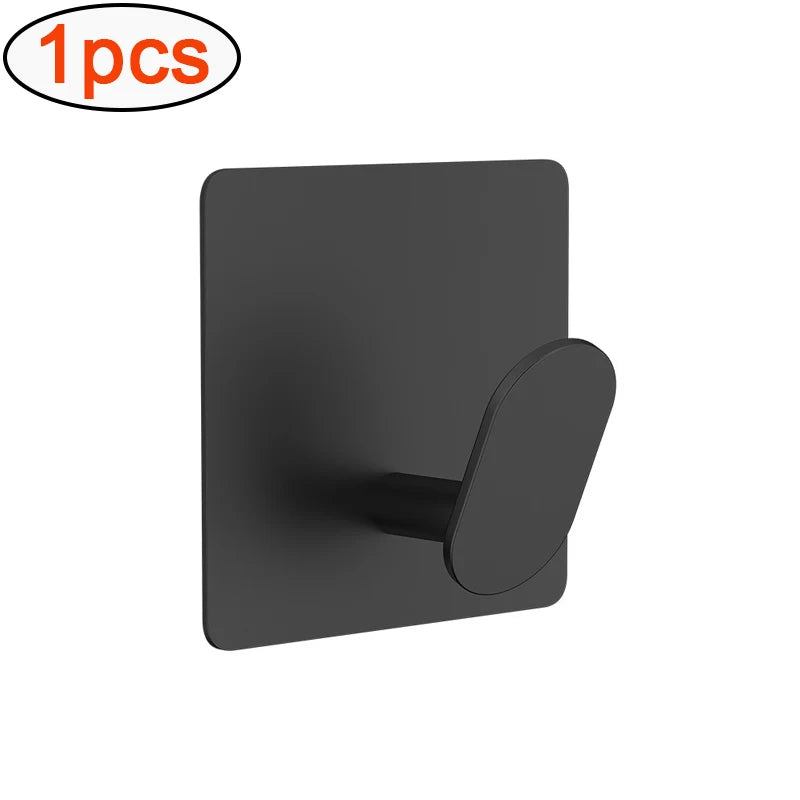 Ganci da bagno in acciaio inox 4 pezzi, supporti adesivi neri
