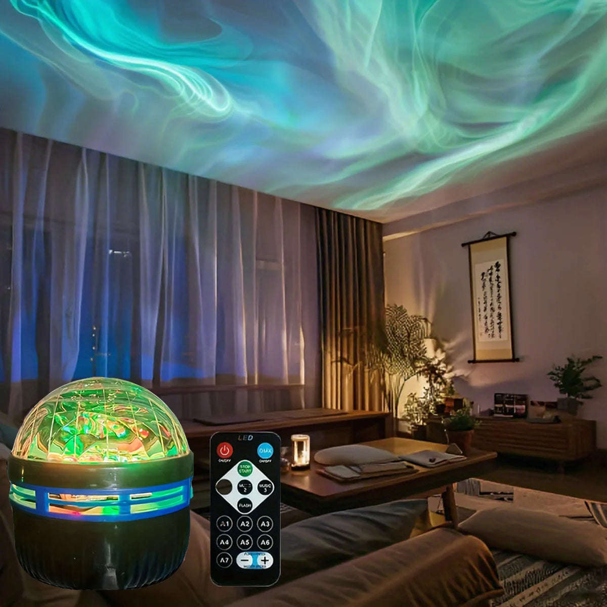 Proiettore LED Aurora 7 Modalità Telecomando – Luce Notturna per Camera e Feste
