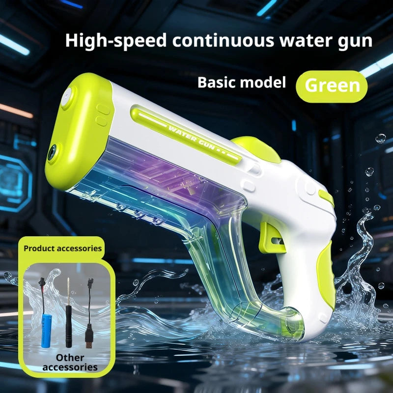 Summer Outdoor Electric Pulse Water Gun with Colorful Lights High Pressure Automatic Continuous Shot for Interaction Play Water