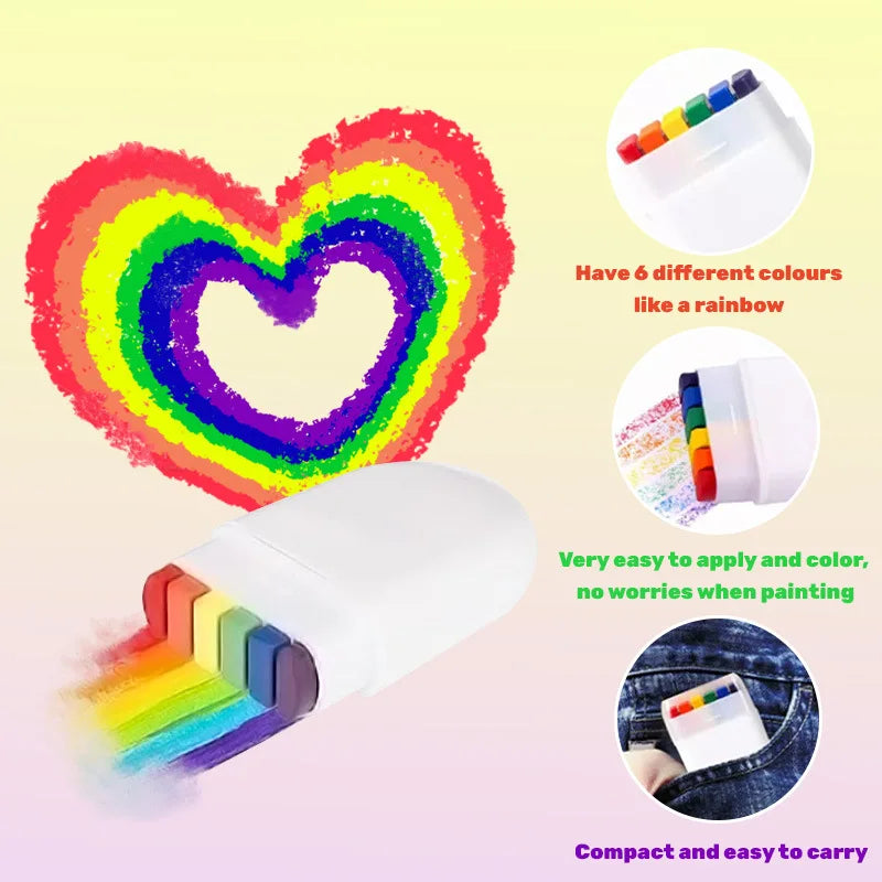 Set di 6 Pastelli a Olio Arcobaleno – Colori Vivaci per Party e Graffiti