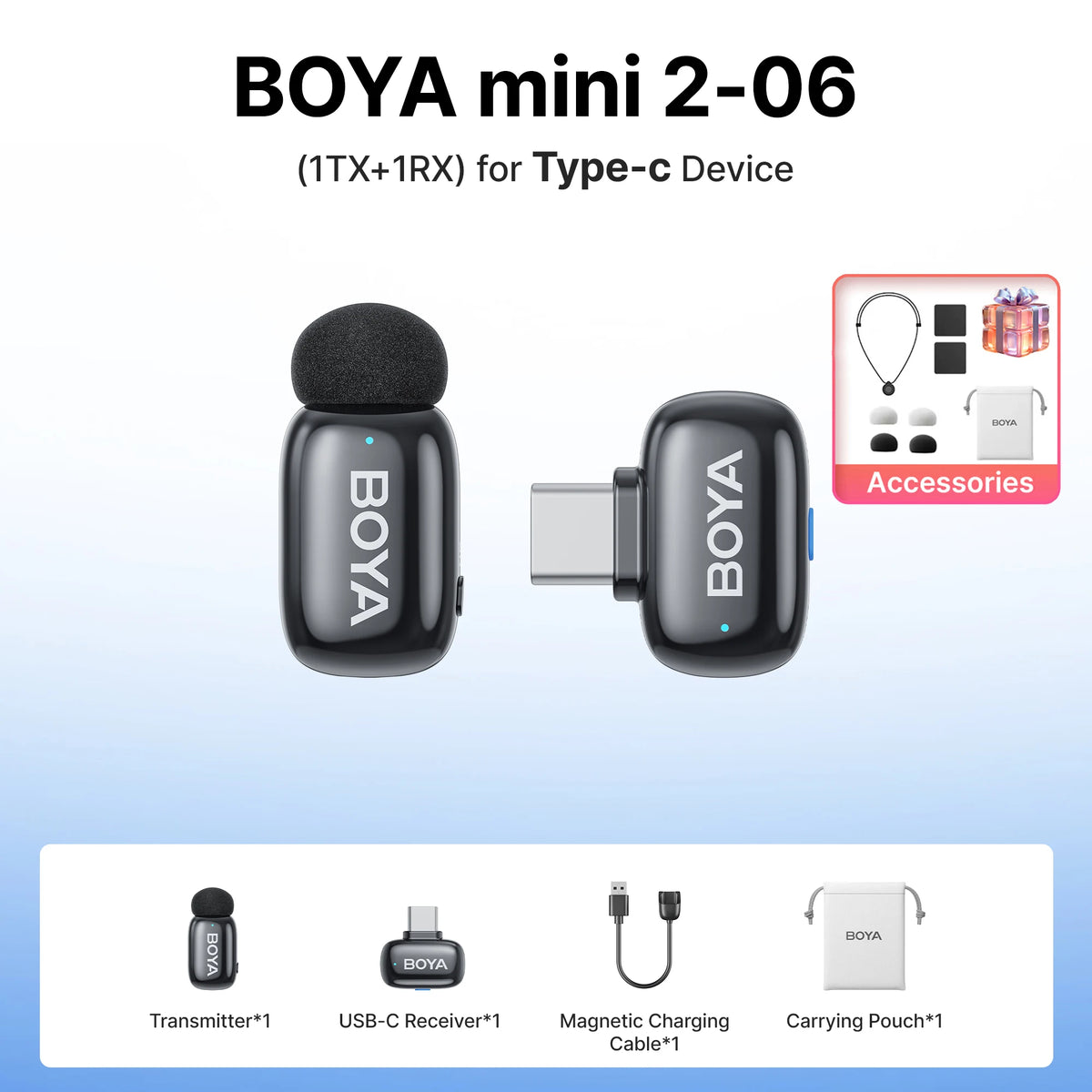 Microfono Lavalier Wireless Mini – Riduzione Rumore AI, iPhone e Android