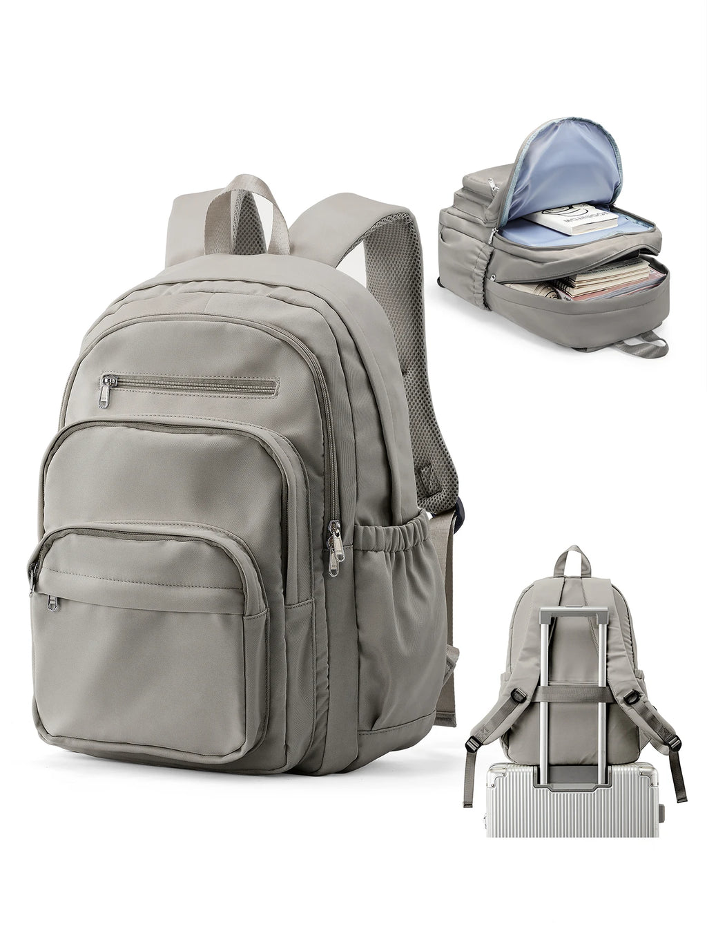 Sac à dos unisexe pour l'école et les voyages avec poches multiples, léger et résistant en nylon