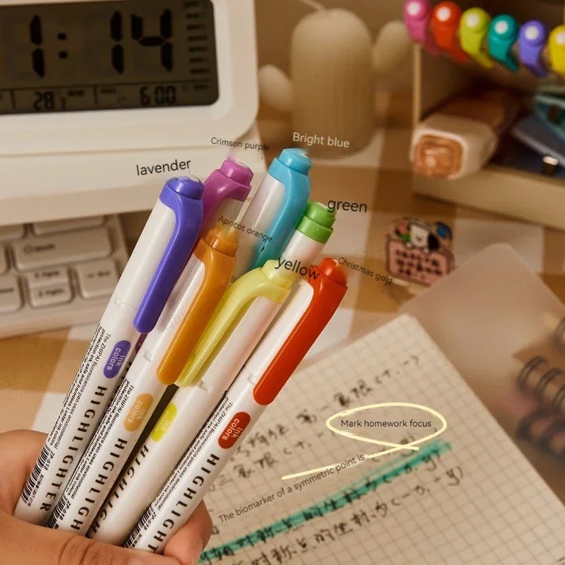 Set di evidenziatori a doppia punta 6 colori – Pastelli giapponesi