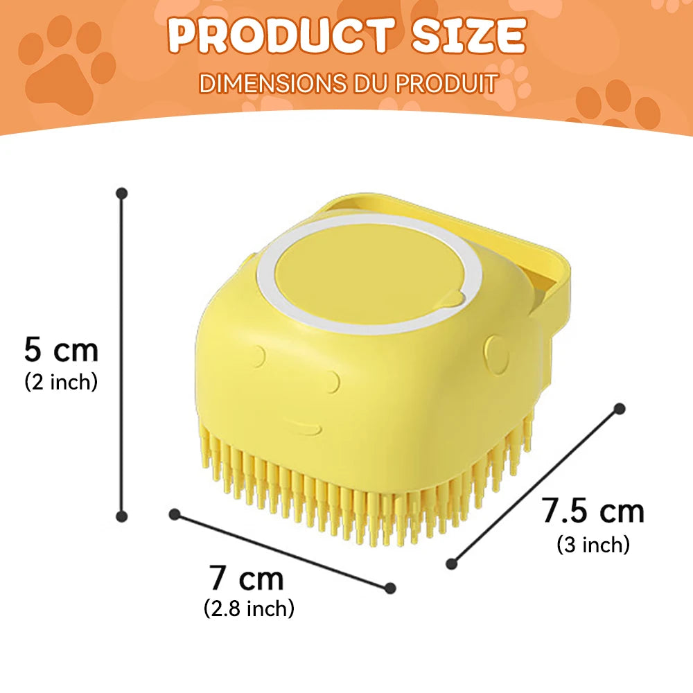 Spazzola Bagno Silicone per Cani e Gatti con Distributore Shampoo