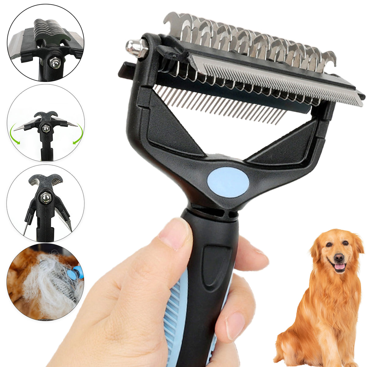Spazzola 3 in 1 per peli di cani e gatti – Rimuove peli, nodi e sfilacci
