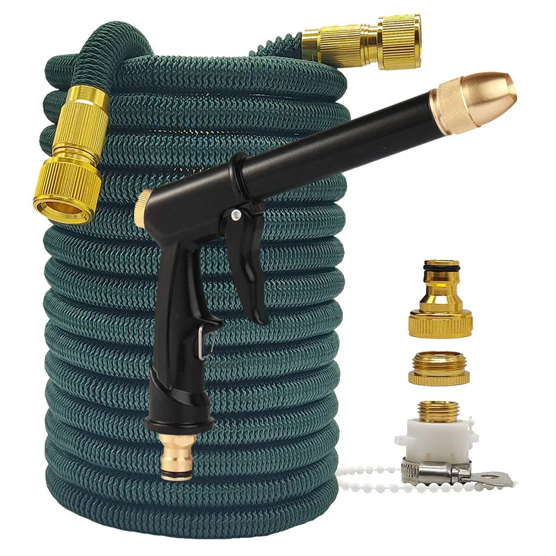 Tubo da Giardino Espandibile 2,5‑30 m con Doppio Connettore Metallico Verde…