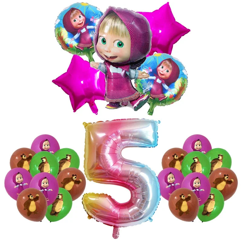 Decorazioni per festa di compleanno Masha e Orso – Palloncini cartoon, set 24…