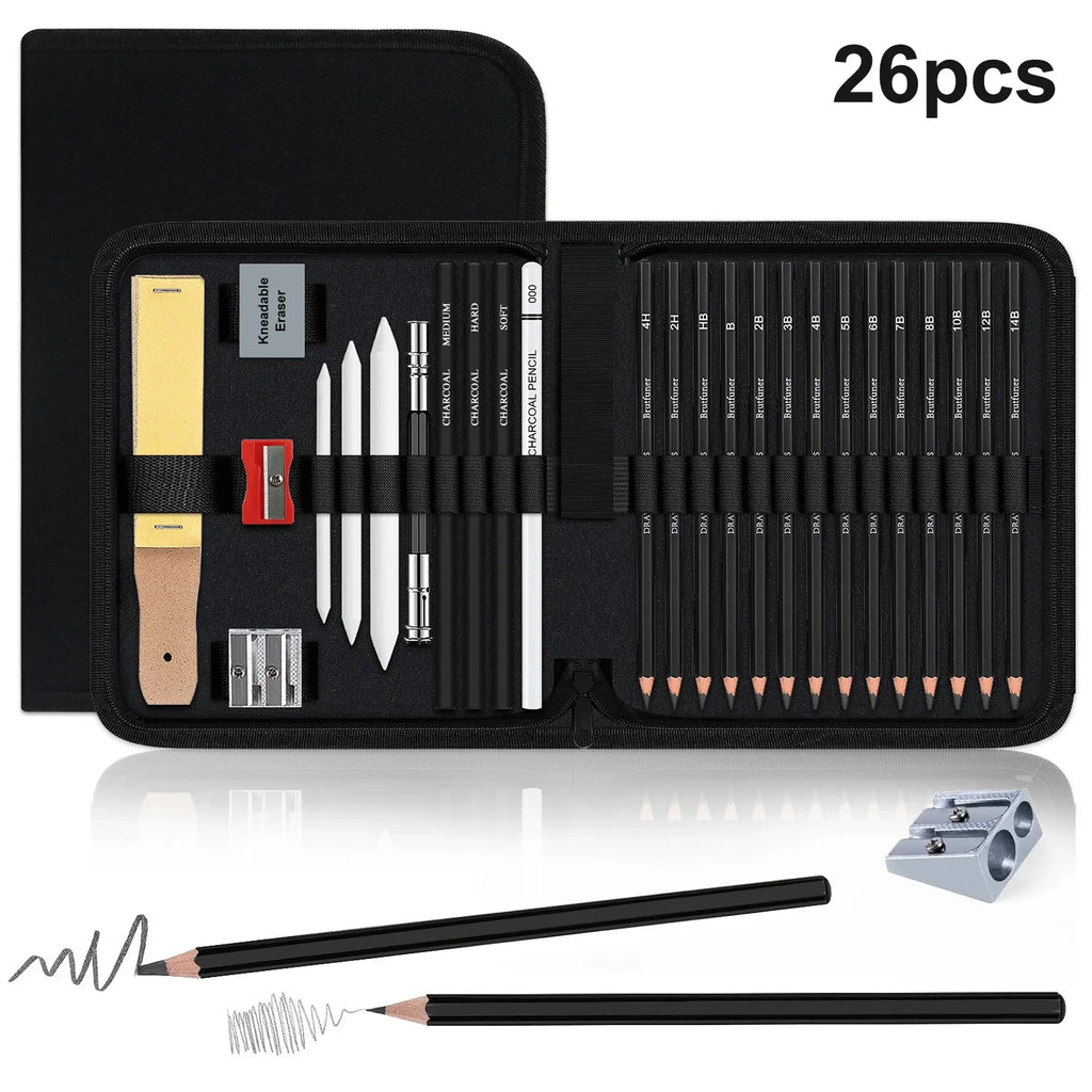 Set da 6-29 matite di carbone bianco per disegno e sfumatura - Pro Sketch