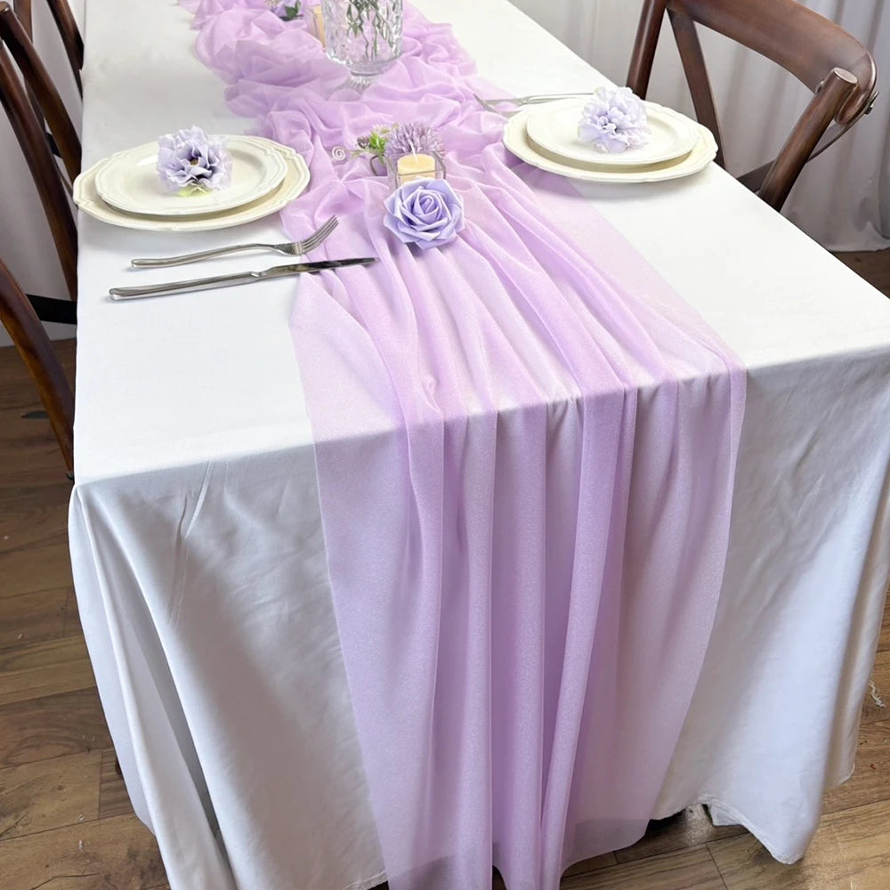 Chiffon Table Runner Boho Sheer Fabric for Wedding Decoration Arch Overlay Draping Decoration Birthday Party Table Decor