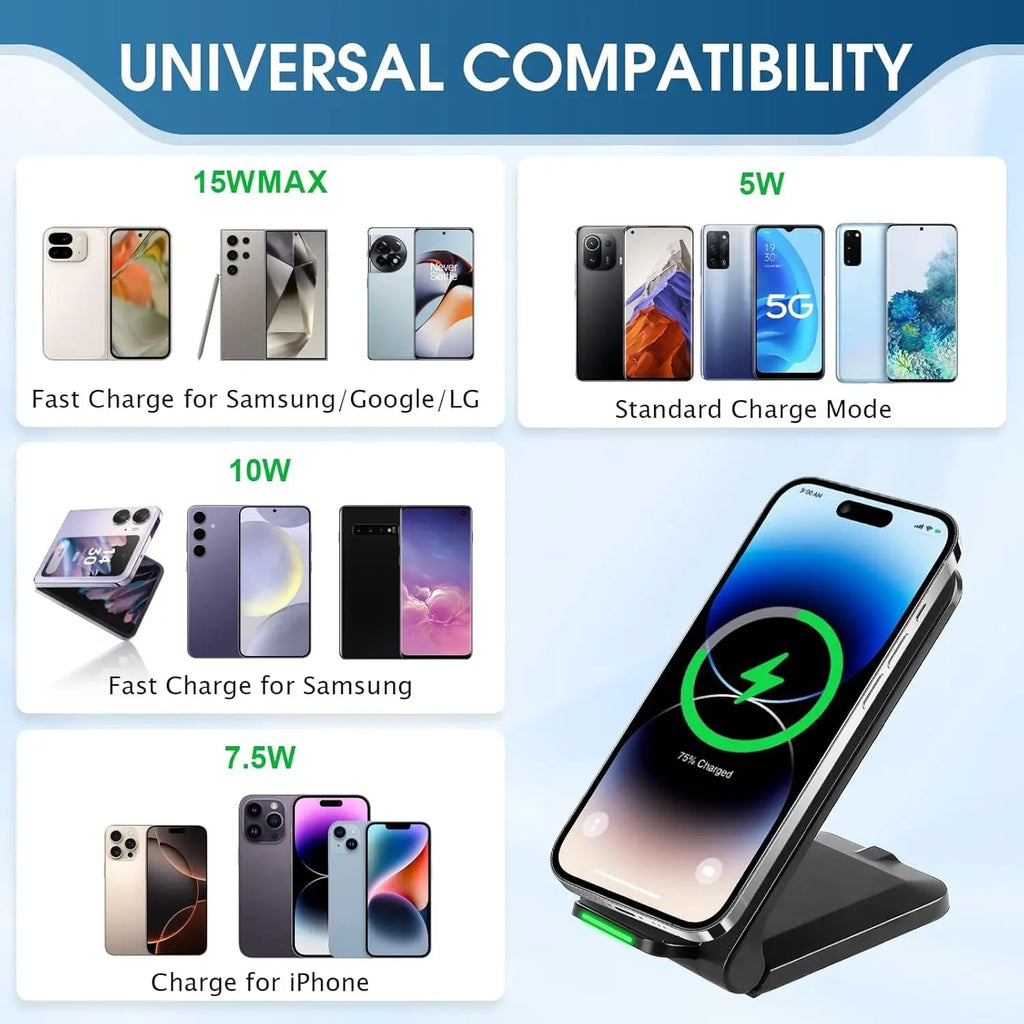 Wireless Charger Station Earphone Phone Fast Charging Charger Holder For iPhone 17 16 15 14 13 Pro Max Samsung S24 S23 Xiaomi